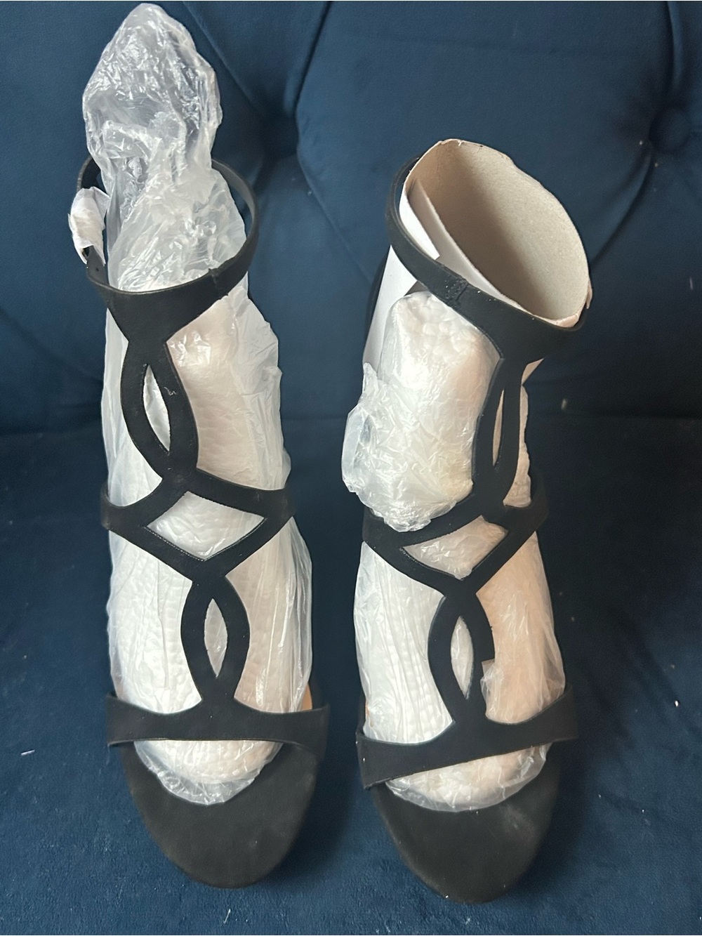 Anne Michelle Black Strappy Women's Heeled Sandals
